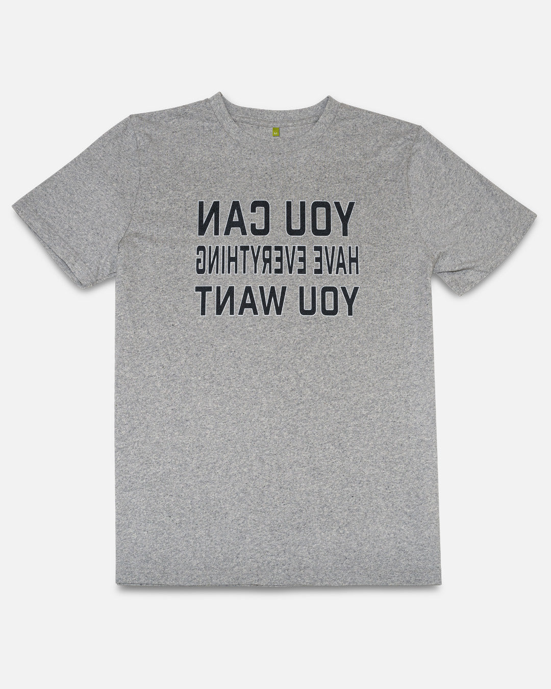 Grey recycled cotton t-shirt with motivational text