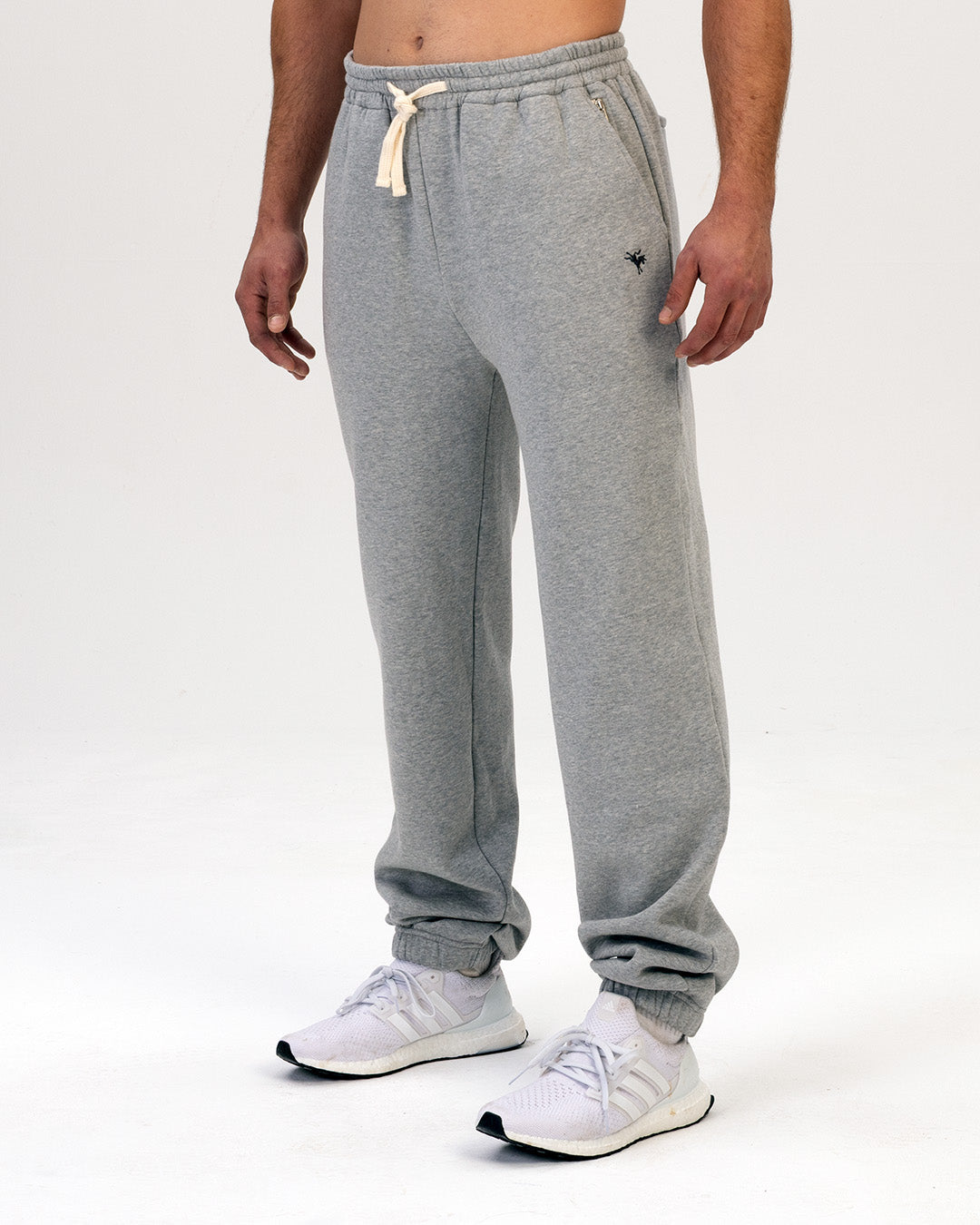 loose grey sweatpants