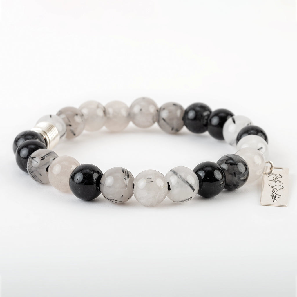Black Rutilated Quartz Beaded Bracelet