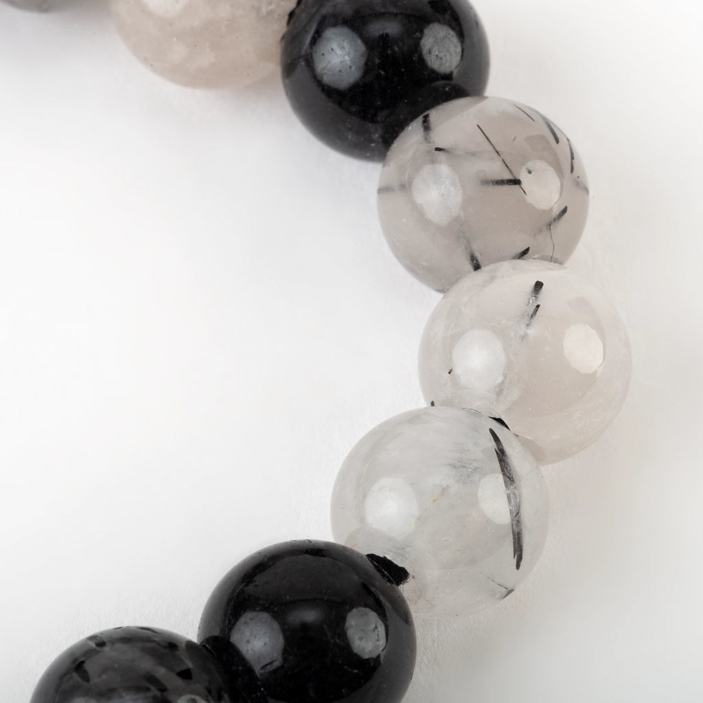 Black Rutilated Quartz Beaded Bracelet