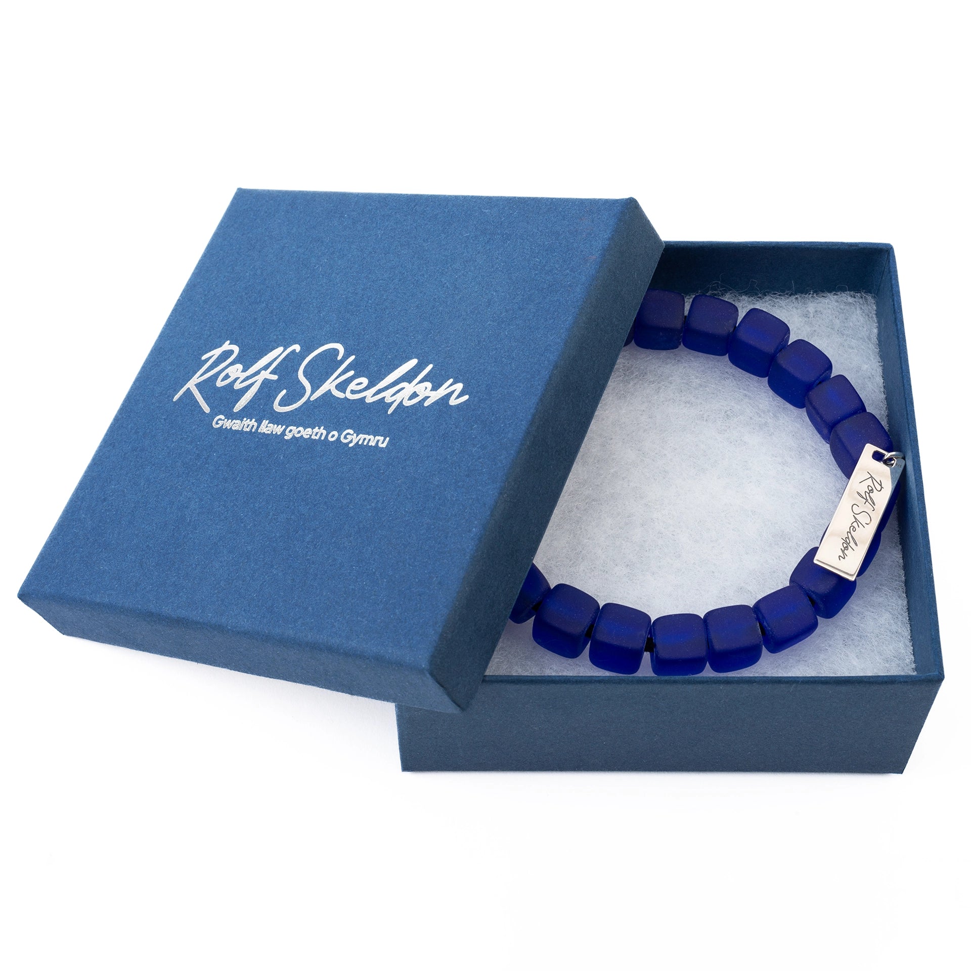 Frosted Cube Recycled Glass Bead Bracelet