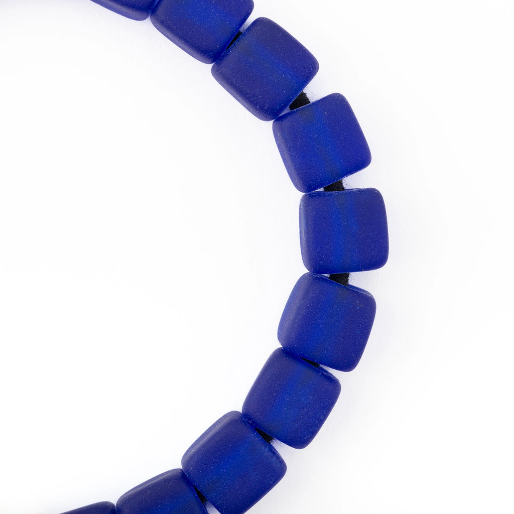 Frosted Cube Recycled Glass Bead Bracelet