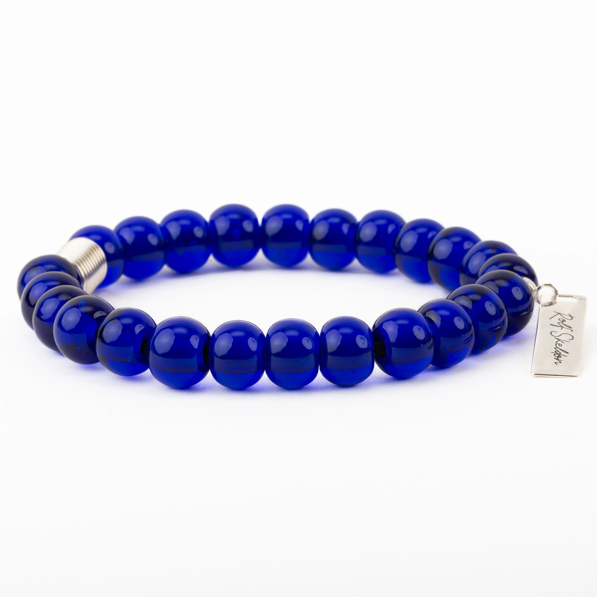 Glossy Round Recycled Glass Bead Bracelet