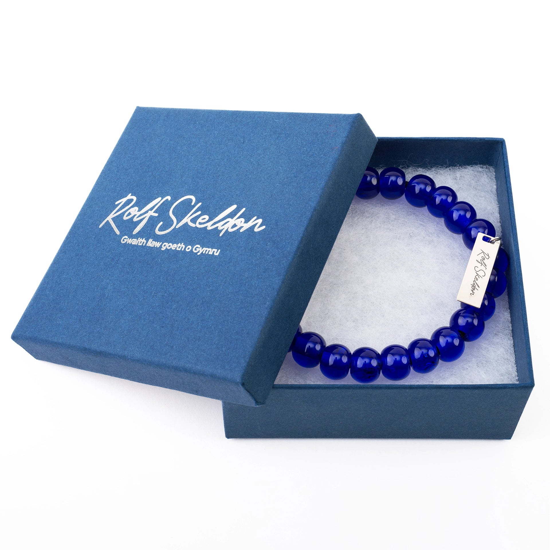Glossy Round Recycled Glass Bead Bracelet