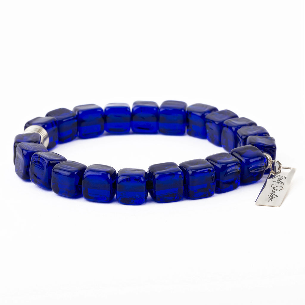 Glossy Cube Recycled Glass Bead Bracelet