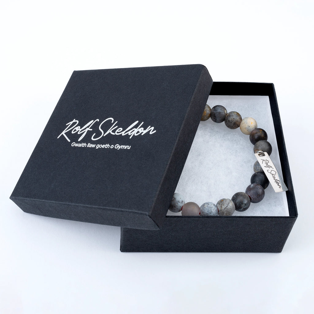 white Opal beaded bracelet in gift box