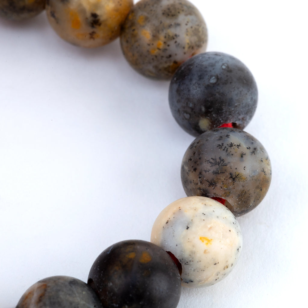 white dendritic opal beads