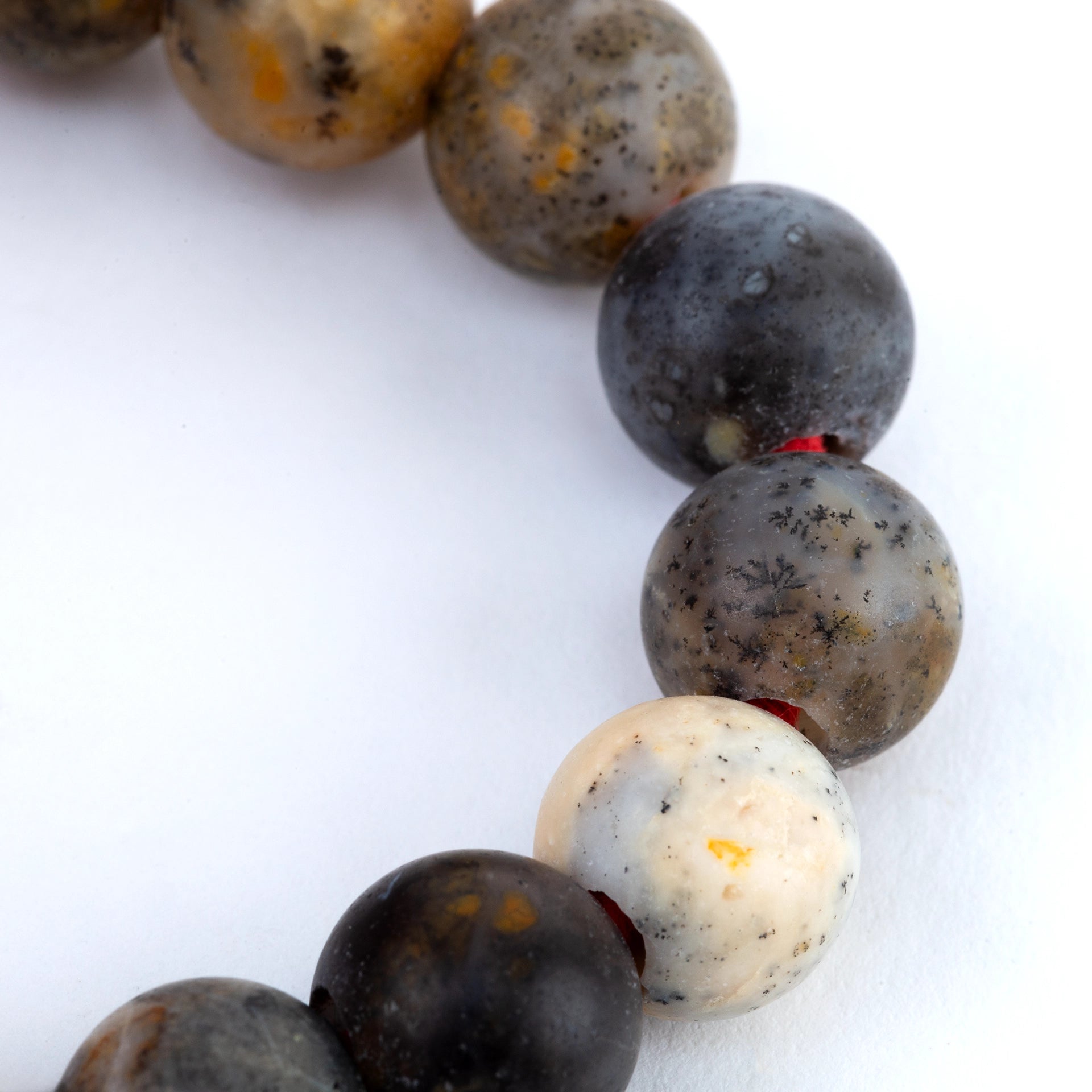 white dendritic opal beads