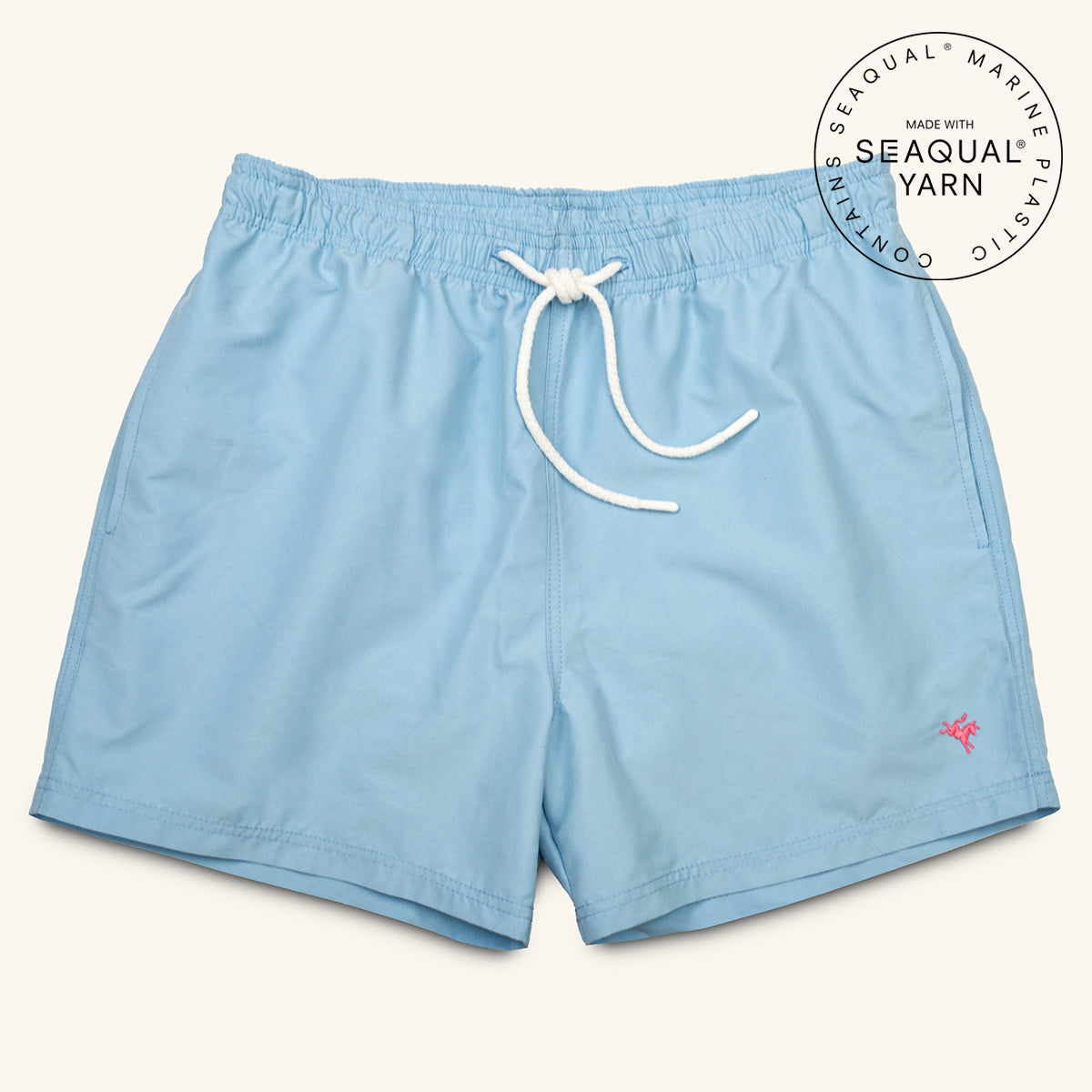 pale blue recycled SEAQUAL polyester swim shorts