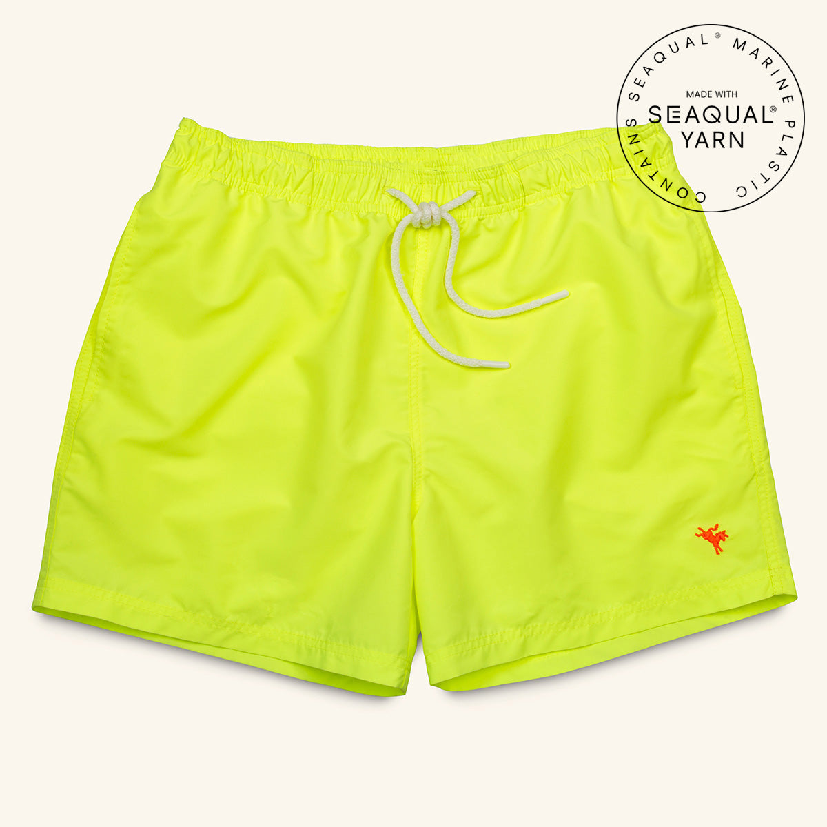 Neon yellow recycled SEAQUAL polyester swim shorts