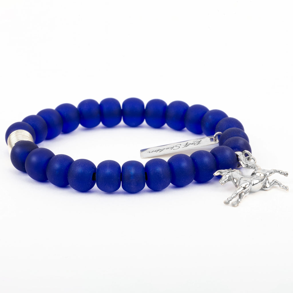 Glossy Cube Recycled Glass Bead Bracelet
