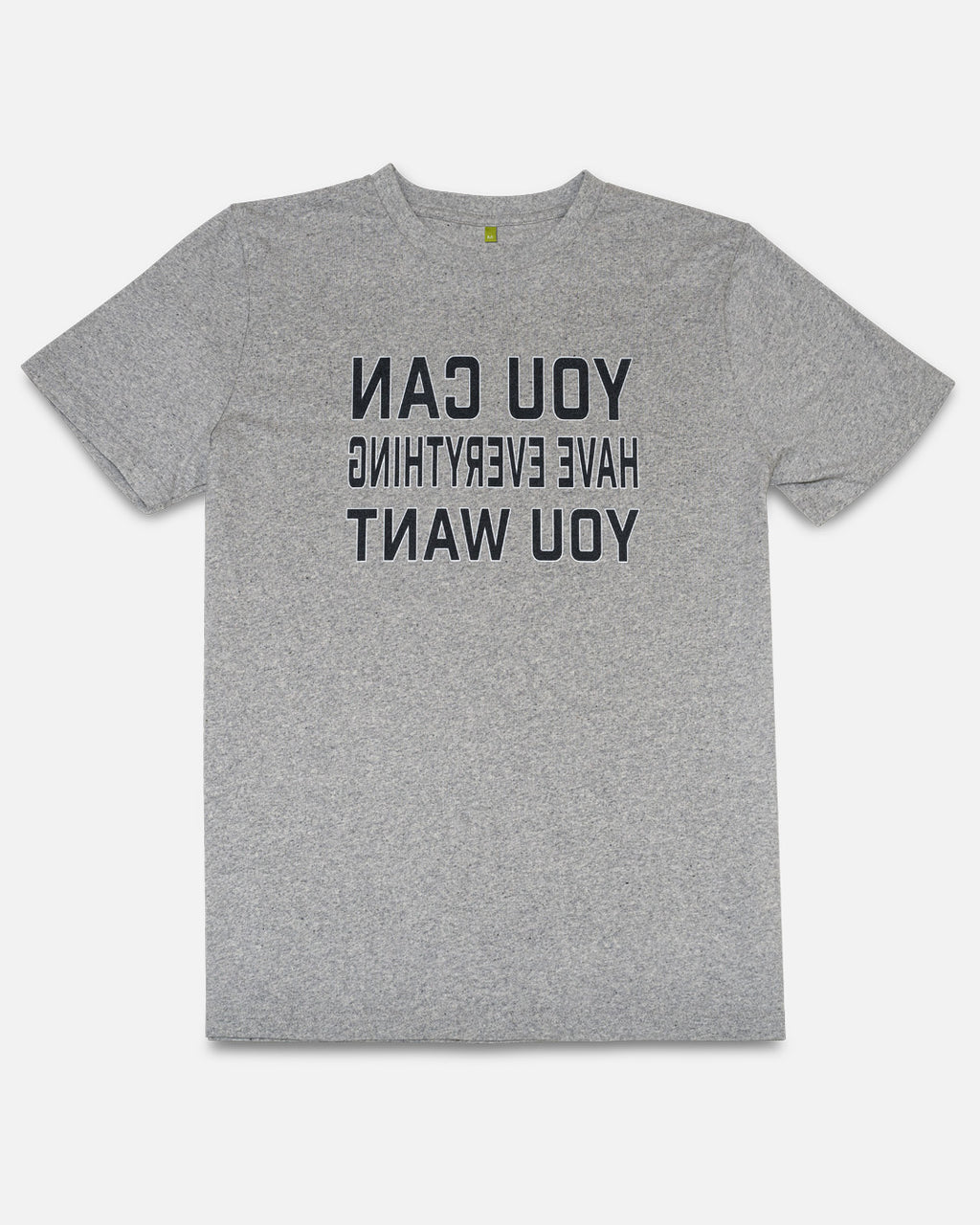 Grey recycled cotton t-shirt with motivational text 