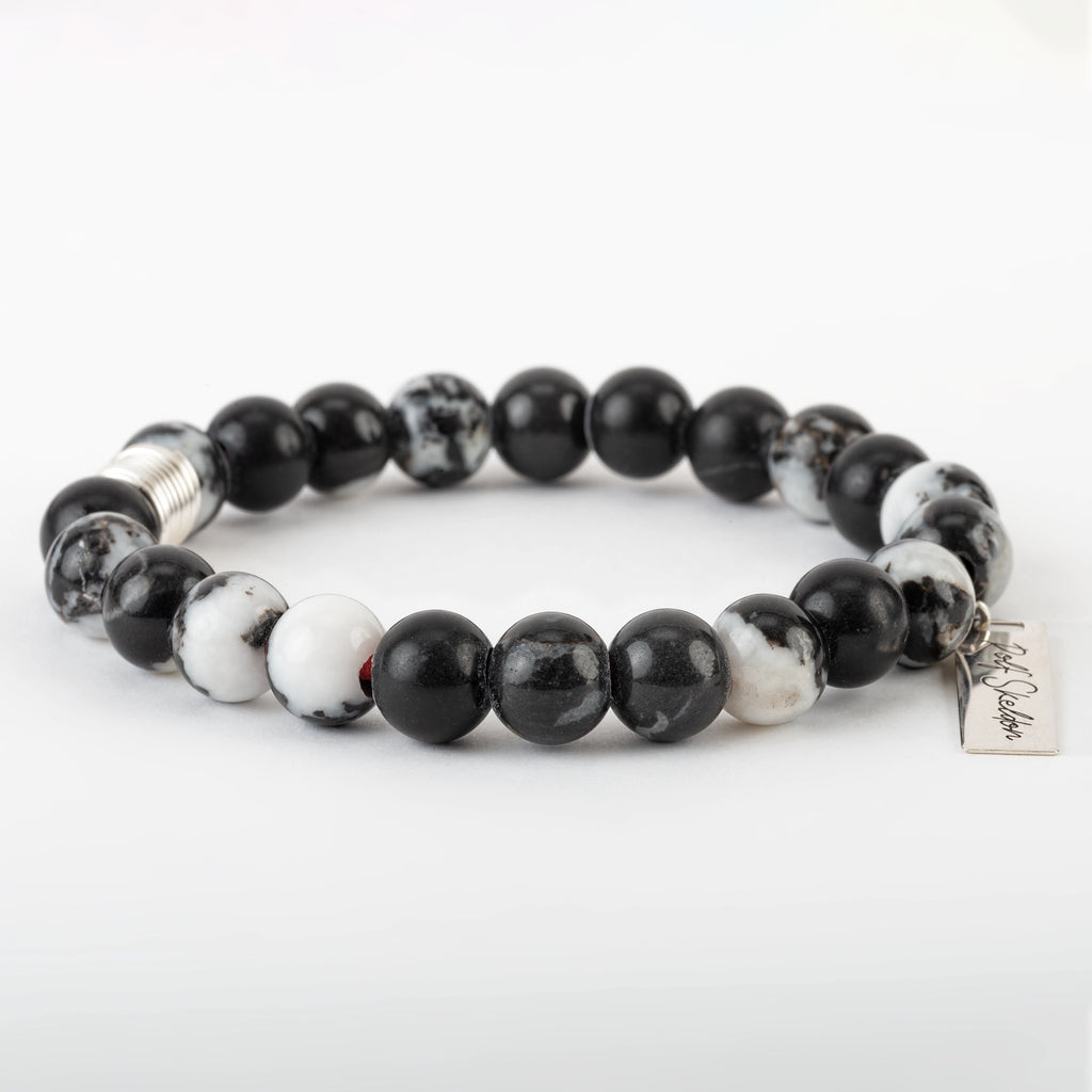 Black and White Zebra Jasper Beaded Bracelet