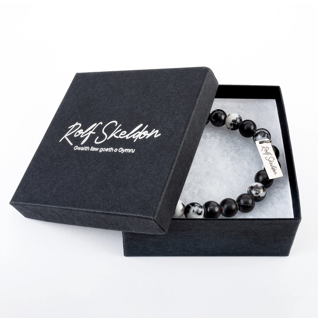 Black and White Zebra Jasper Beaded Bracelet