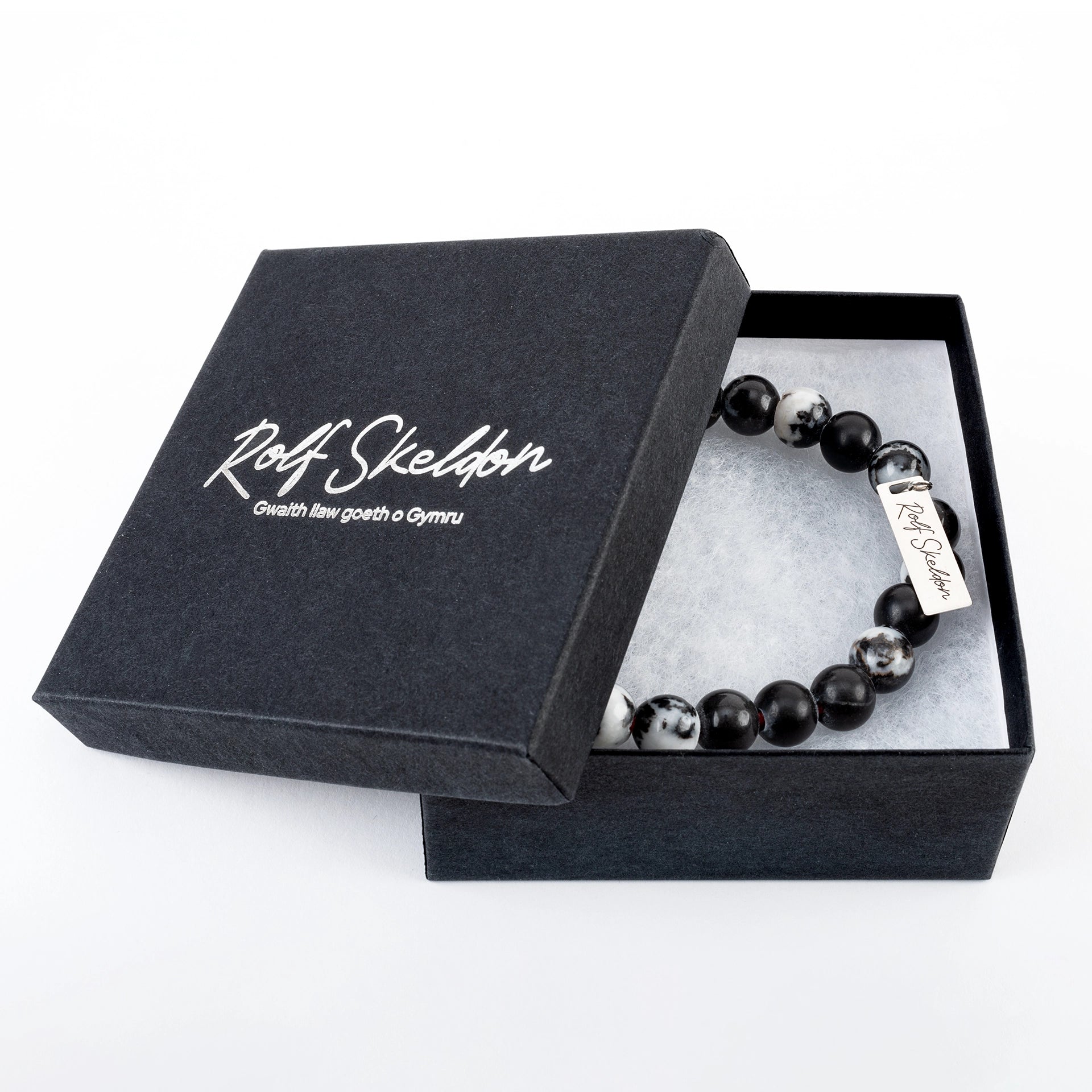 Black and White Zebra Jasper Beaded Bracelet
