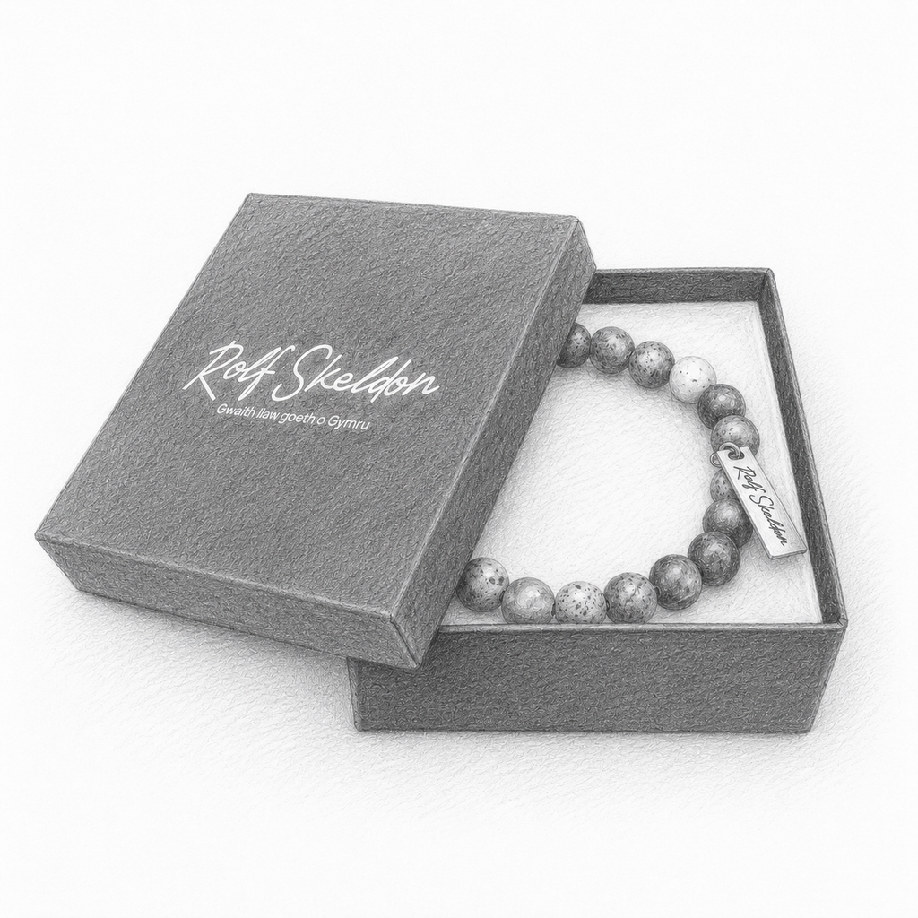 pencil sketch of Rolf Skeldon jewellery gift box