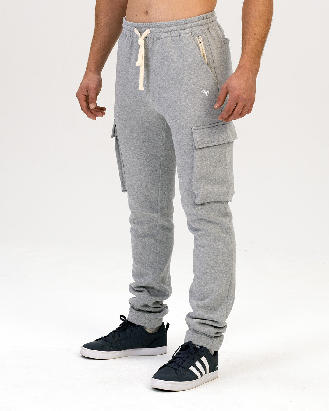 Grey Straight Leg Cargo Joggers