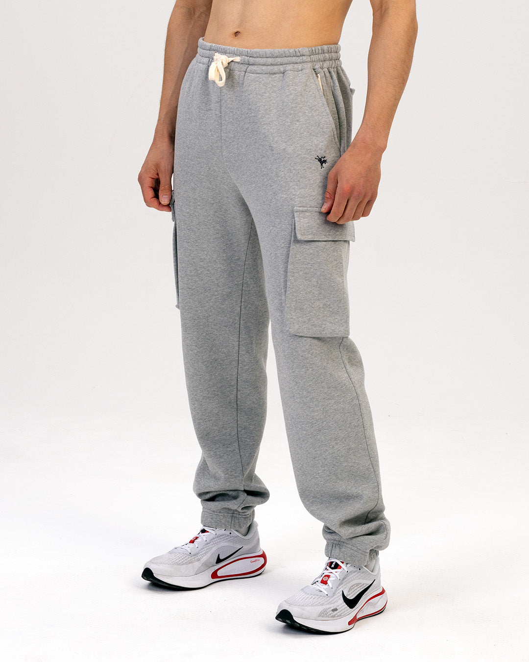 loose fit grey cargo sweatpants