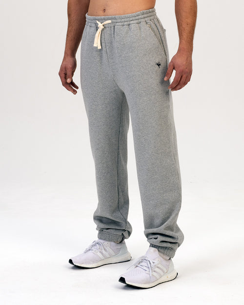 loose grey sweatpants