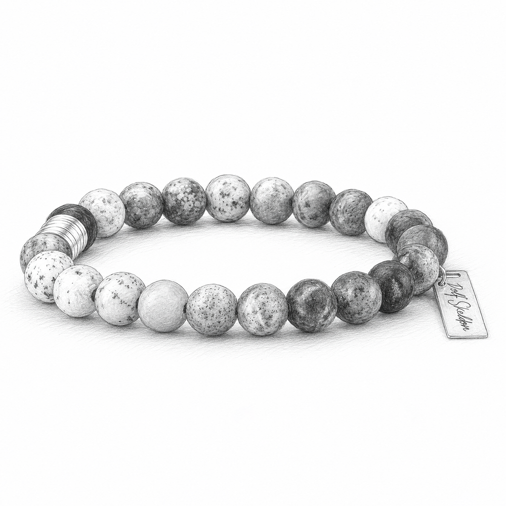 Glossy Round Recycled Glass Bead Bracelet