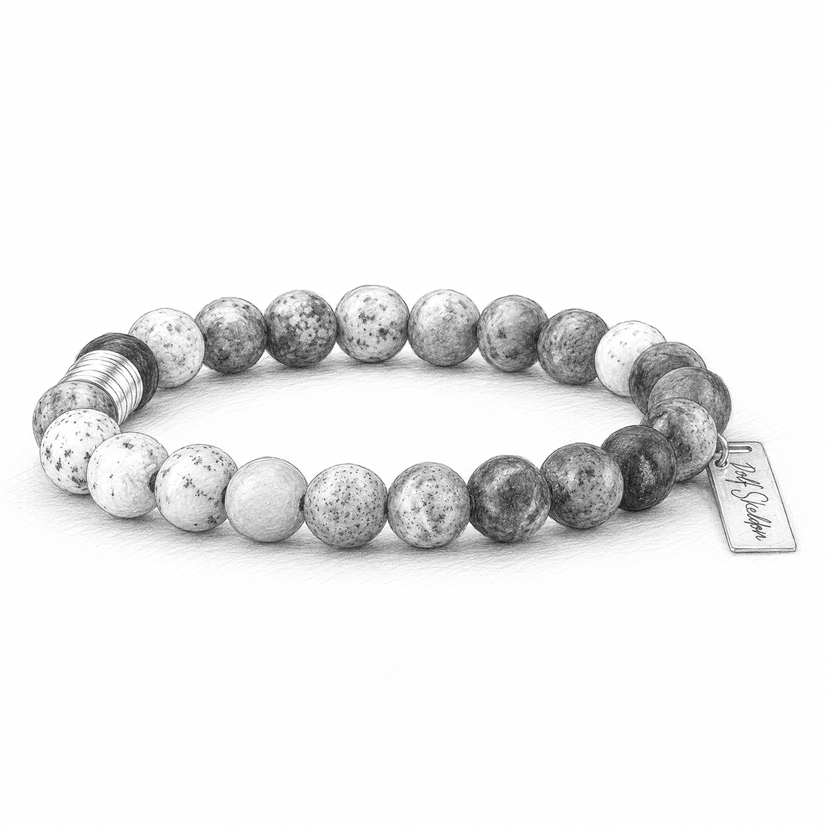 Glossy Round Recycled Glass Bead Bracelet