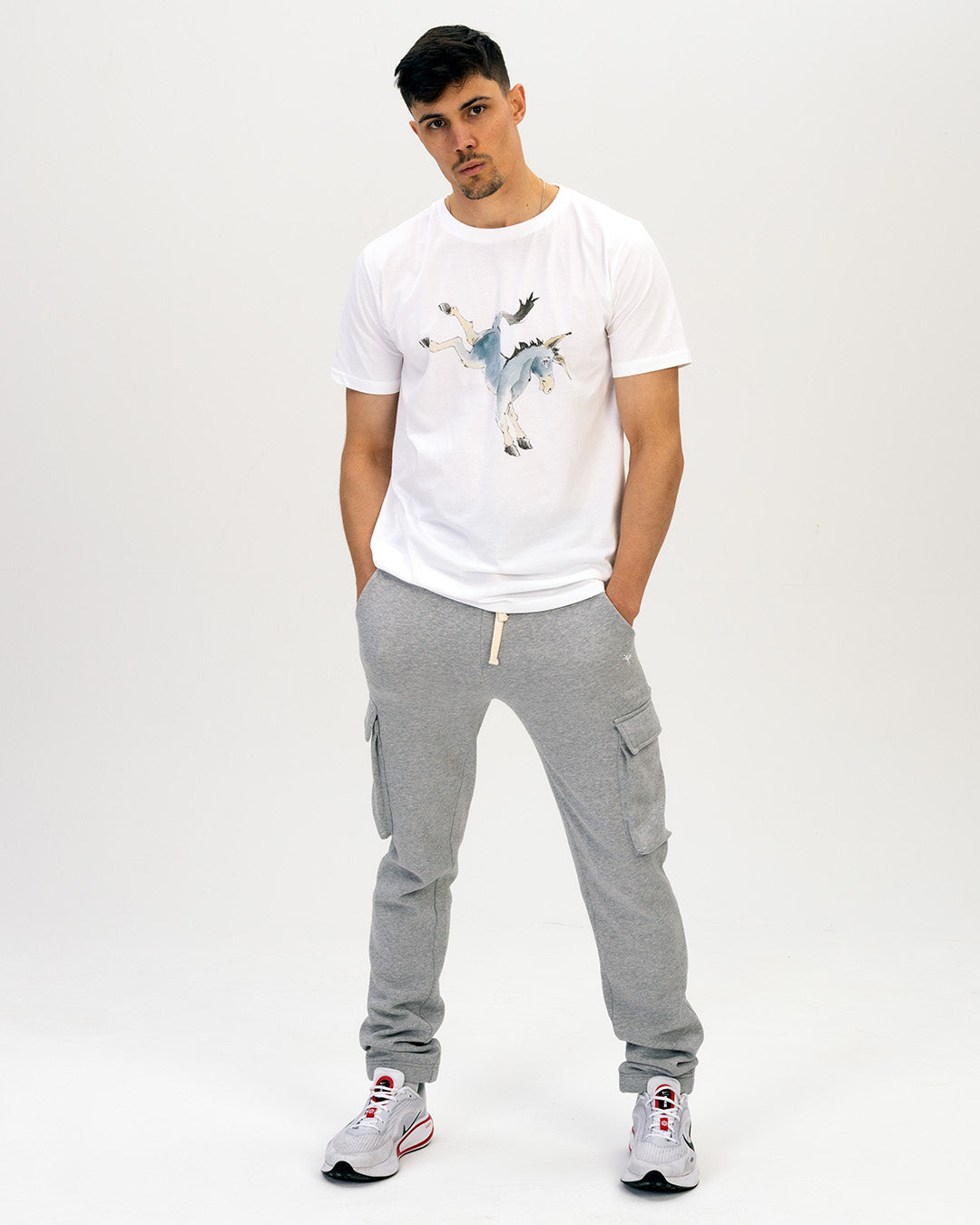 Grey Straight Leg Cargo Joggers
